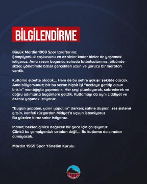 Mardin 1969 Spor’dan Şampiyonluk Kutlaması Açıklaması: