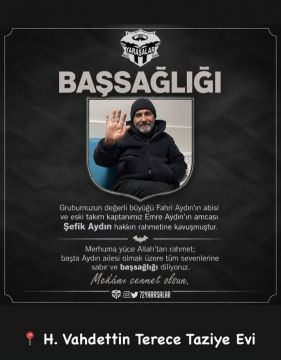 Yarasalar Grubundan Şefik Aydın İçin Başsağlığı Mesajı